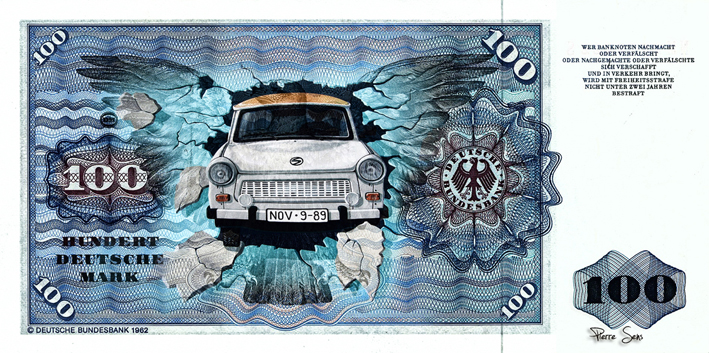 Fall der DDR-Mauer 1989 - Bild groß 100_DM_Trabi
